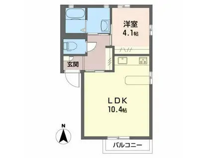 ぱれすよつやA A(1LDK/1階)の間取り写真
