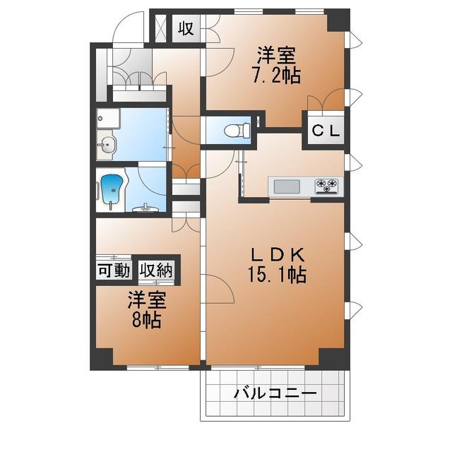 パークヒルズ紅葉山(2LDK/3階)の間取り写真