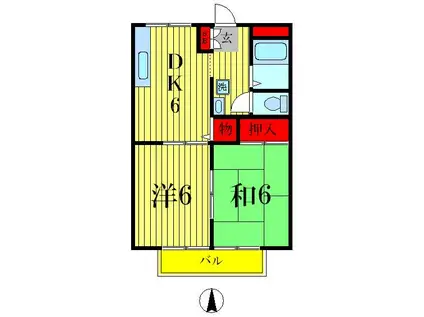 サンライフヒルズI(2DK/3階)の間取り写真