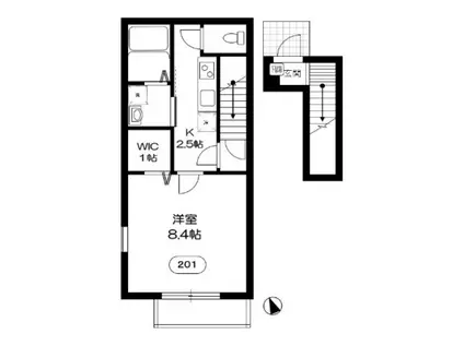 カルフール(1K/2階)の間取り写真
