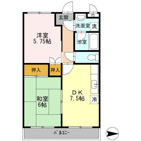 リーベン上成(2DK/3階)の間取り写真