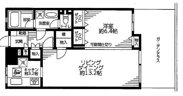センチュリーハイツ三宿(1LDK/1階)の間取り写真
