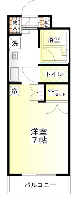 TKマンション(ワンルーム/1階)の間取り写真