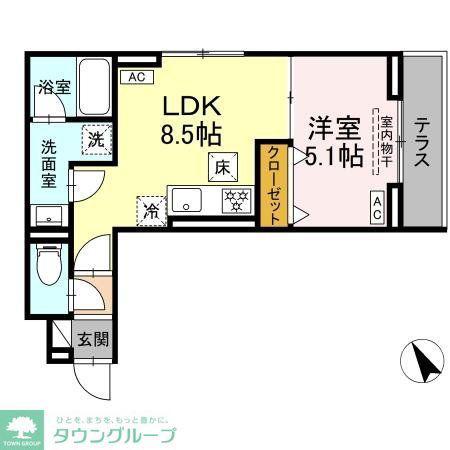 セレスティア桜上水(1LDK/1階)の間取り写真