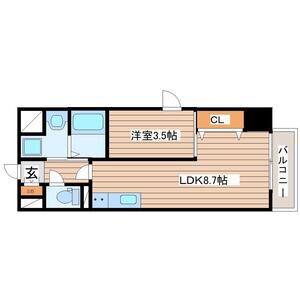 LUANA・AIR・RESIDENCE錦町(1LDK/3階)の間取り写真