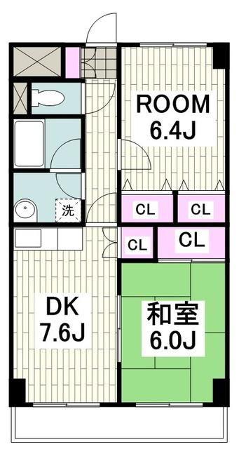 フラワリング1(2DK/2階)の間取り写真