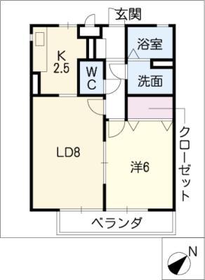 エステート香圃(1LDK/3階)の間取り写真