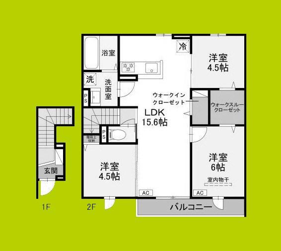 トリシア東太子(3LDK/2階)の間取り写真