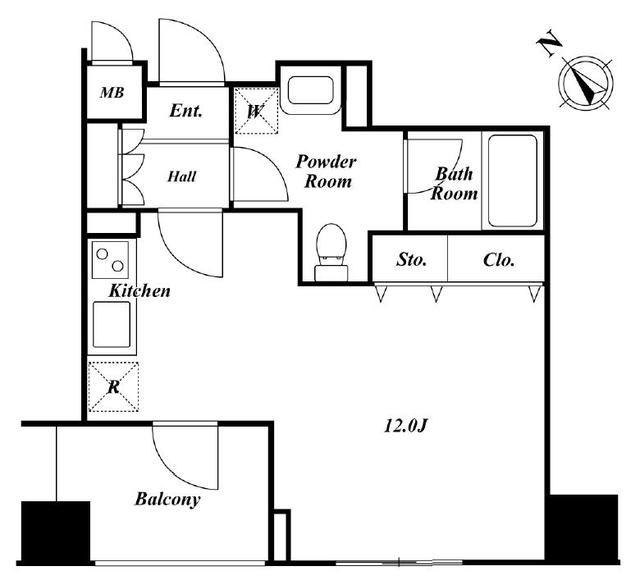 アクロス目黒タワー(ワンルーム/14階)の間取り写真