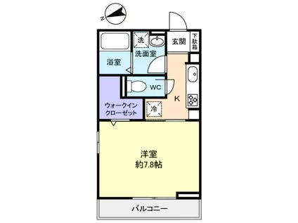 フェリーチェ緑が丘(1K/1階)の間取り写真