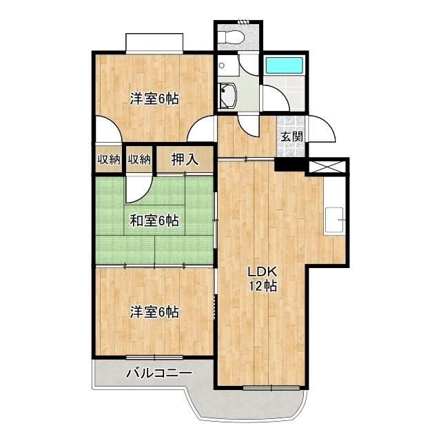 与一第一マンション(3LDK/2階)の間取り写真