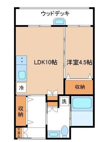 プラチナコートけやき(1LDK/3階)の間取り写真