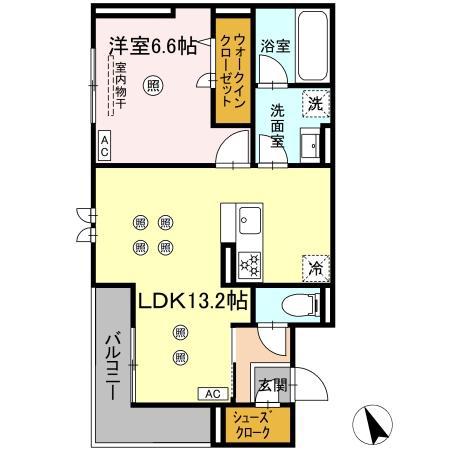 サニーサイド箱崎(1LDK/2階)の間取り写真