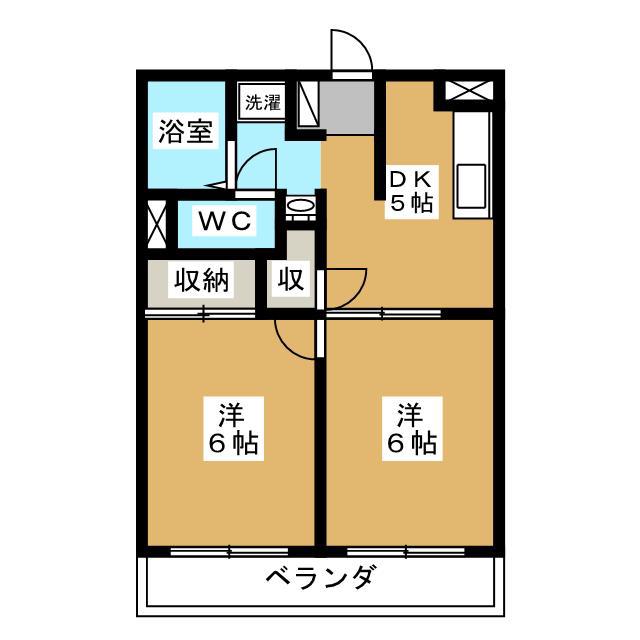 ポローニアコート(2DK/1階)の間取り写真