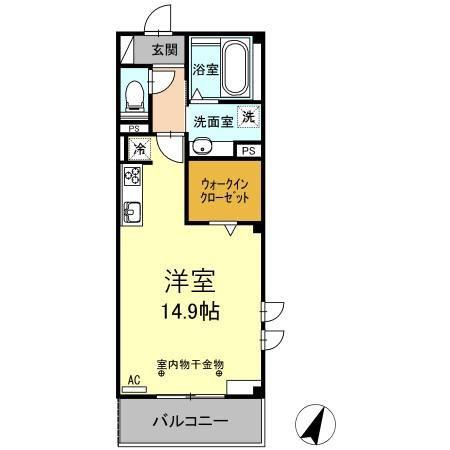 SKY・Eつげの木(ワンルーム/3階)の間取り写真