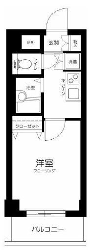 アヴィニティー東中野(1K/4階)の間取り写真