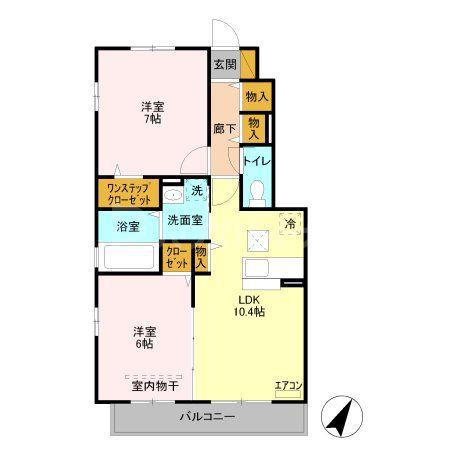 マルベリーII(2LDK/1階)の間取り写真