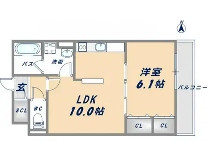 KTIレジデンス今里(1LDK/3階)の間取り写真