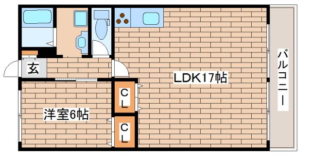 須磨離宮前プラザ(1LDK/4階)の間取り写真