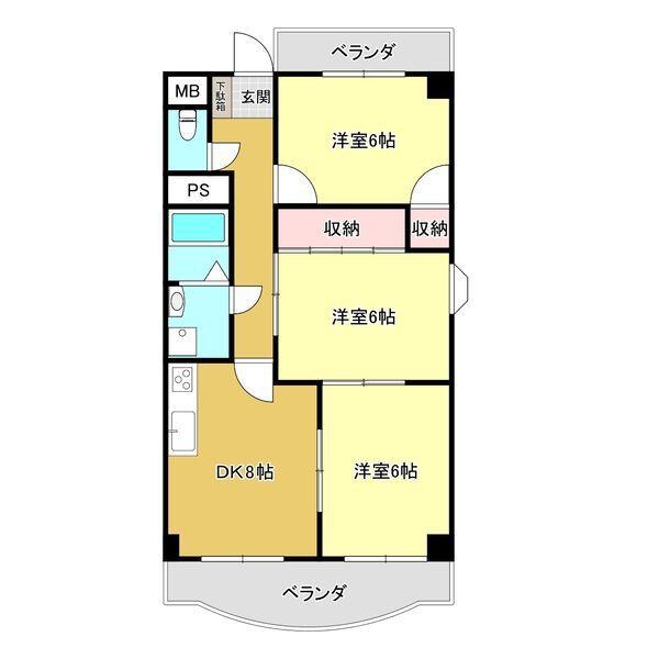 GRANDEG21K(3DK/4階)の間取り写真