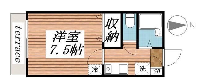メゾンブルーム(1K/2階)の間取り写真