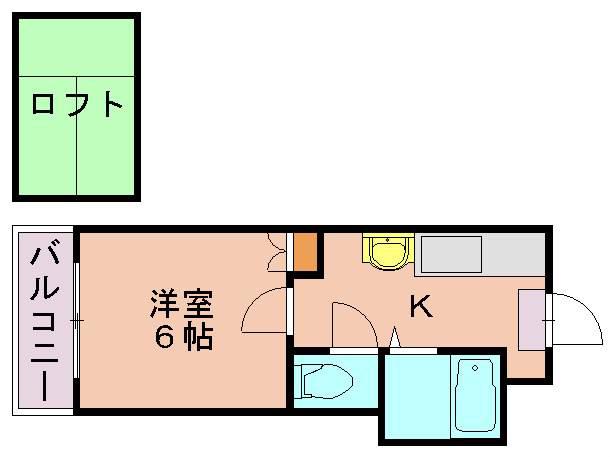 アビタシオンK(1K/1階)の間取り写真