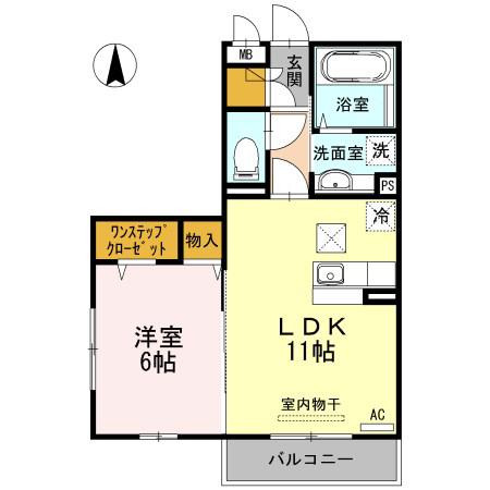 サンオーニック エミュー(1LDK/1階)の間取り写真