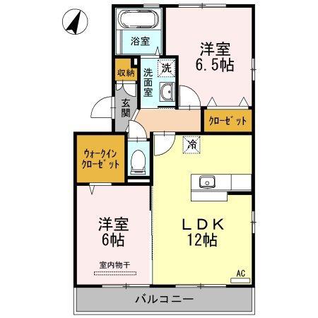 マインパレスIIB棟(2LDK/3階)の間取り写真