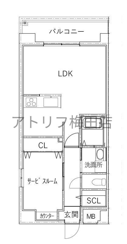 アリビオ福島(1LDK/6階)の間取り写真