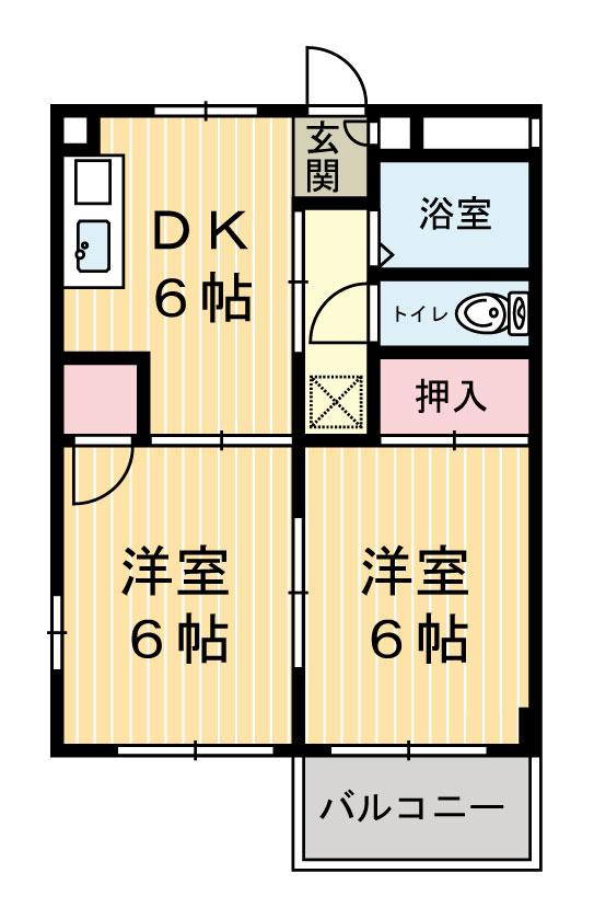 レジデンス・アート(2DK/3階)の間取り写真