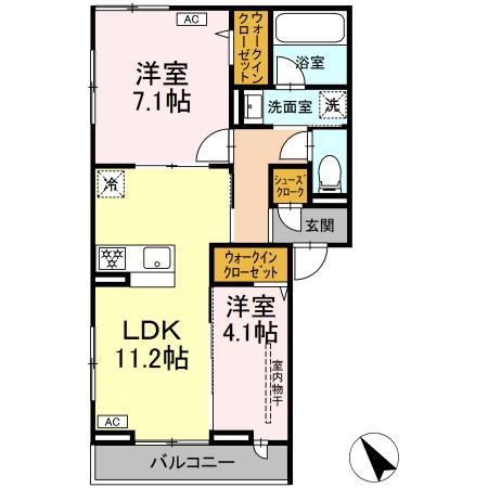 MAHALOAINA(2LDK/3階)の間取り写真