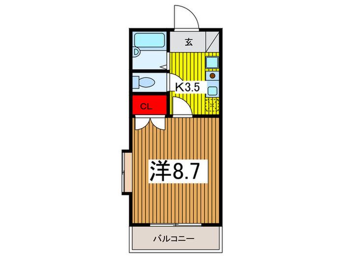VILLA KAWANABE B(1K/2階)の間取り写真
