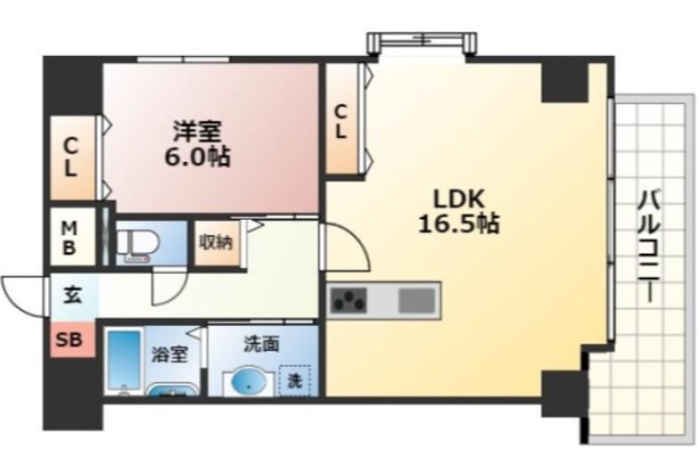 アーバングレース広島(1LDK/12階)の間取り写真