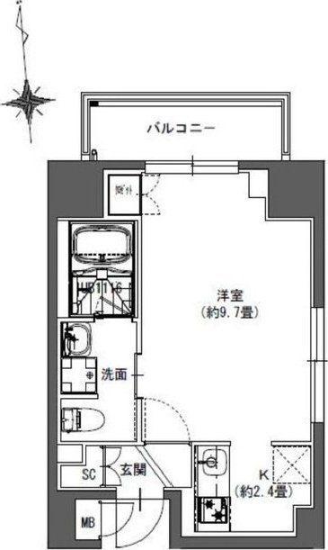 LA DOUCEUR東神田(ワンルーム/4階)の間取り写真