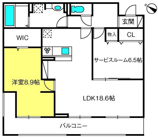 ウィスタリア・オクト(1SLDK/2階)の間取り写真