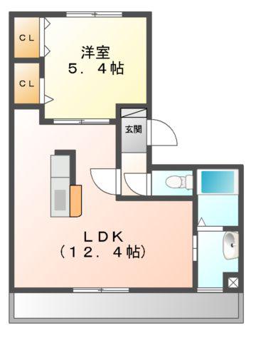 アネックス北神戸(1LDK/1階)の間取り写真