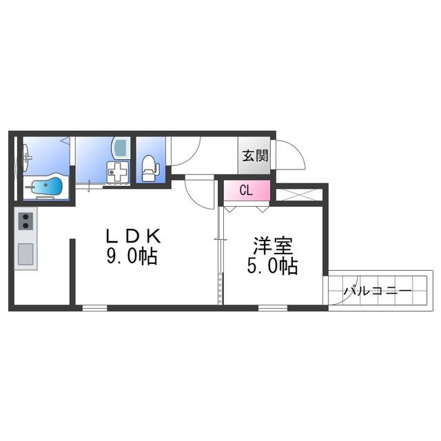 フジパレス高石千代田I番館(1LDK/1階)の間取り写真