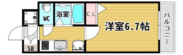 地下鉄長堀鶴見緑地線 西大橋駅 徒歩3分 9階建 築19年(1K/5階)の間取り写真