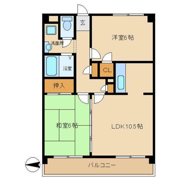 ベルテック武庫川(2LDK/6階)の間取り写真