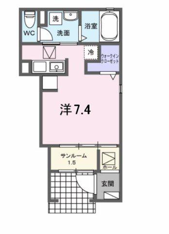 COWBELL COURT(ワンルーム/1階)の間取り写真