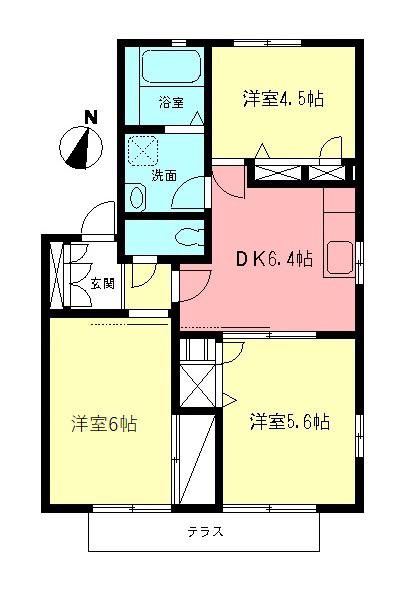 プレミールA(3DK/1階)の間取り写真