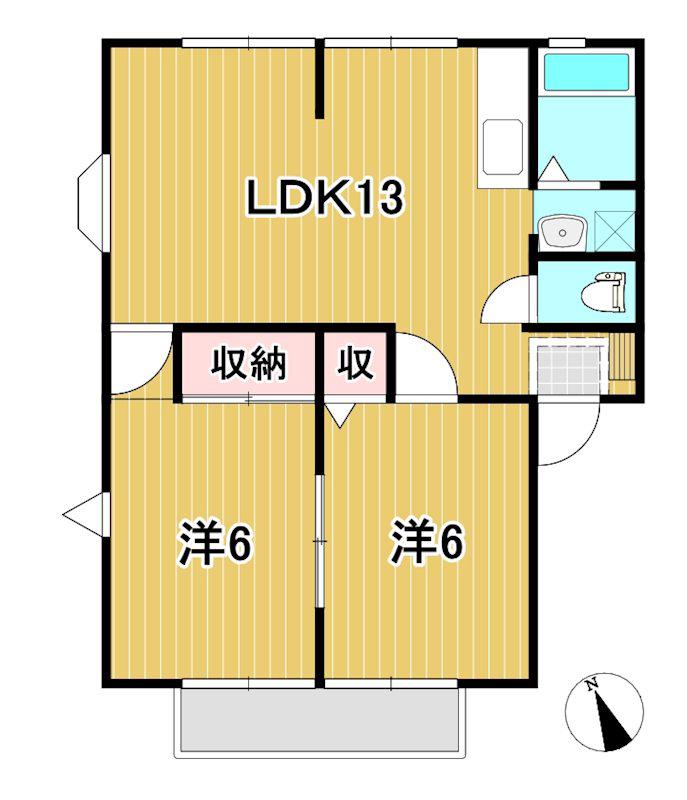 サンビレッジ本宮F(2LDK/2階)の間取り写真