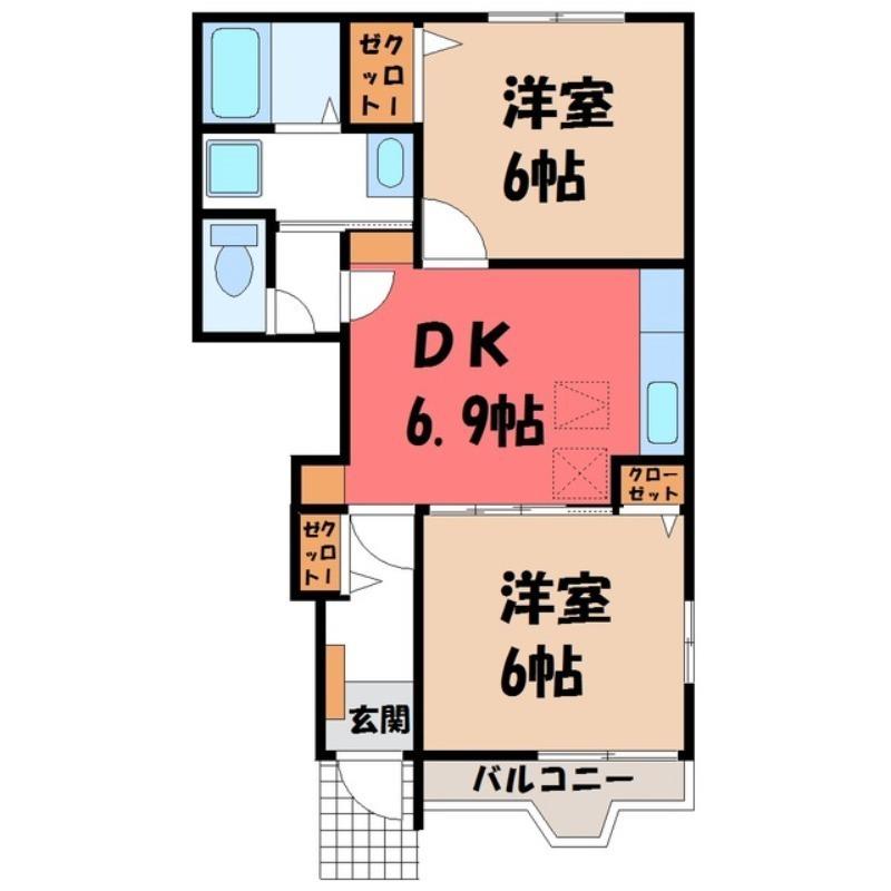 クレールコート(2DK/1階)の間取り写真