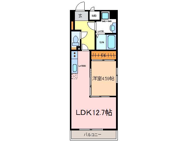 GRANDUKE東別院(1LDK/6階)の間取り写真