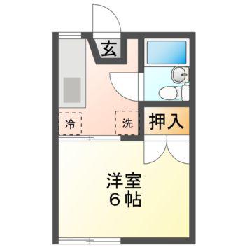 ファニーハイツ(1K/1階)の間取り写真
