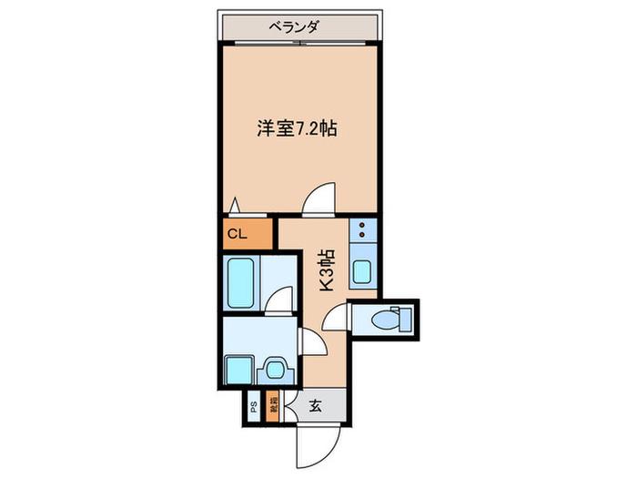 HALU花園町(1K/7階)の間取り写真