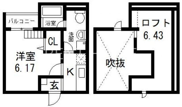 ティースカイながせ(1K/1階)の間取り写真