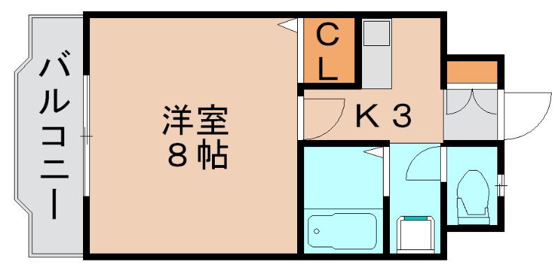 オークヴィラ箱崎ステーション6TH(1K/3階)の間取り写真