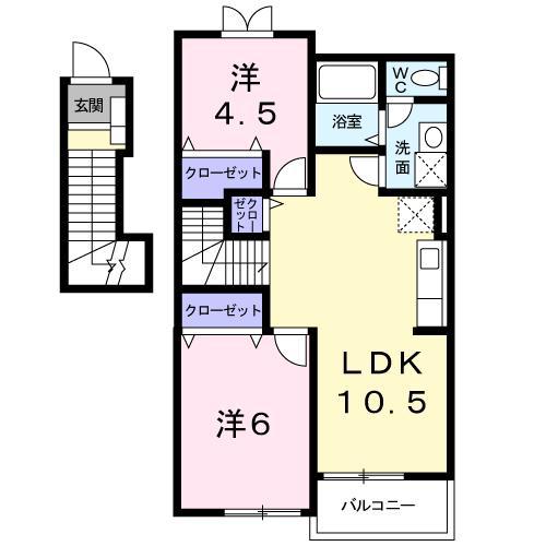 シャルマンヴィラB(2LDK/2階)の間取り写真