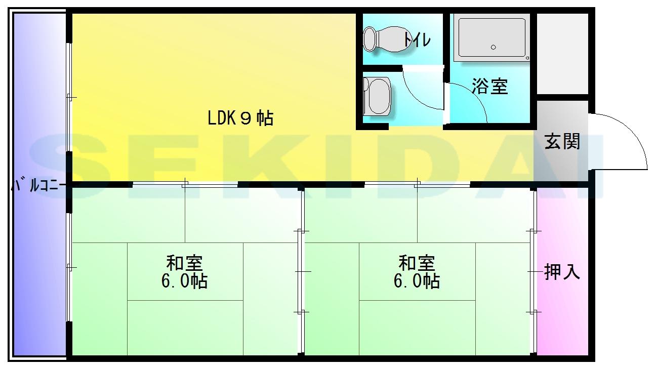 沼ハイツ(2LDK/5階)の間取り写真